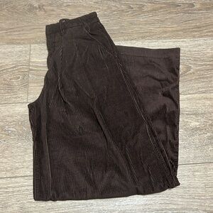 Maeve Anthropologie Dark Brown Corduroy Wide Leg Pants